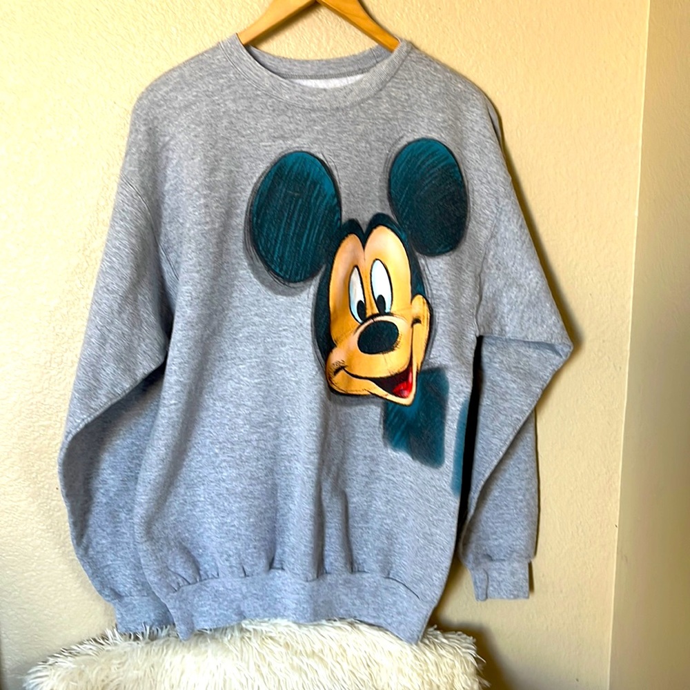 Disneyland Sweatshirt Mickey Mouse Double Sided Women sz M